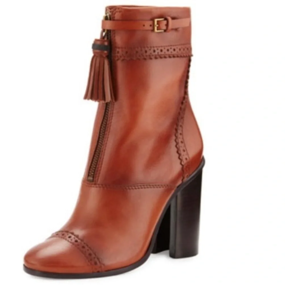 TORY BURCH | Huxley Tassel 95mm Bootie, Runway Almond (Size 9.5) - Picture 1 of 9